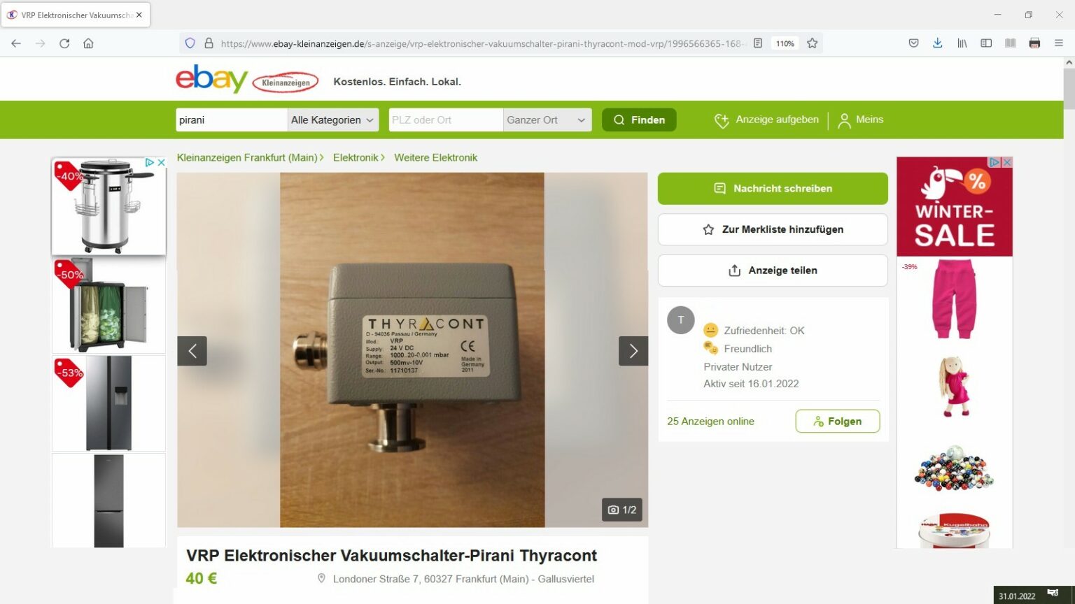 PiraniManometer Arduino Stoppi